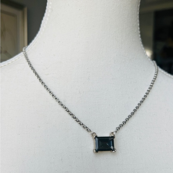Silver Plated BVG Inspirito Chain with Black Diamond Glass Crystal Rectangle - Picture 7 of 7